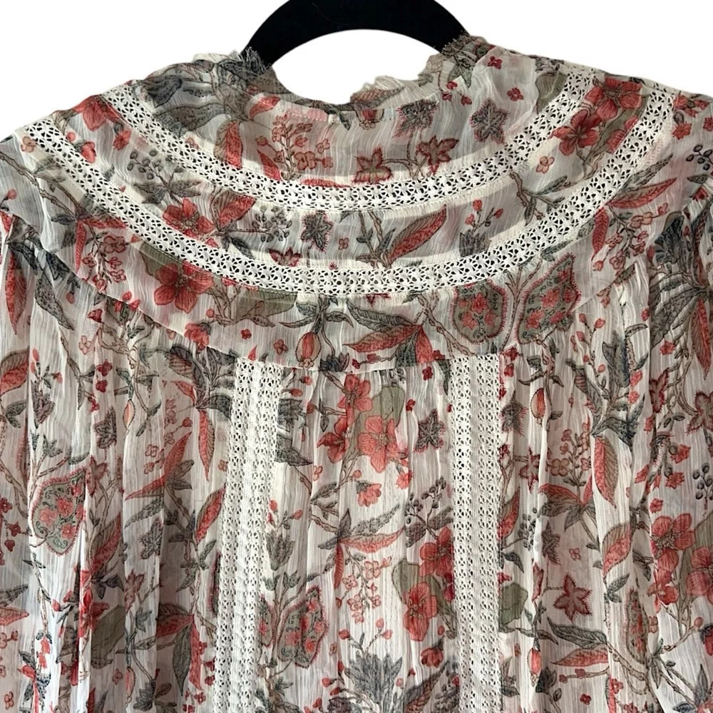 ANTHROPOLOGIE FEATHER & BONE NWOT FLORAL LACE ELENA BLOUSE | SIZE: 2 - Picture 8 of 10